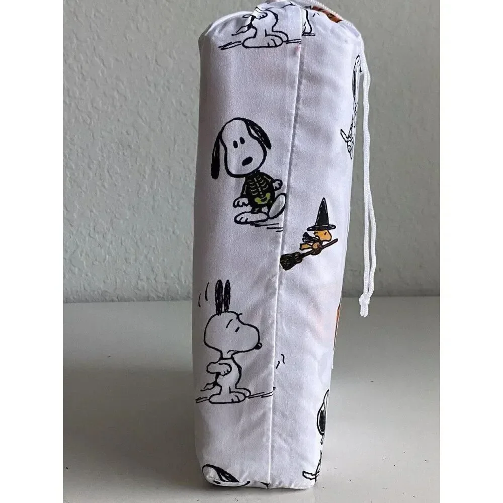 Peanuts Snoopy Halloween Costumes QUEEN Sheet‎ Set Ghost Mummy Skeleton NEW